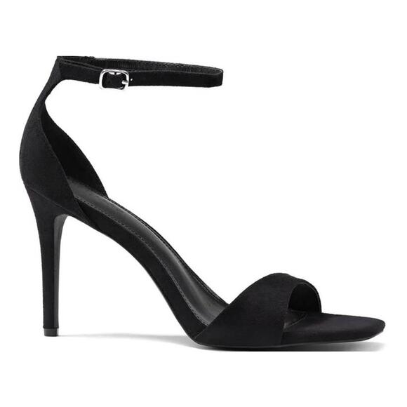 New PiePieBuy Black Square Toe Stiletto High Heel Strap Ankle Buckle 7 Black NWT - Picture 1 of 6